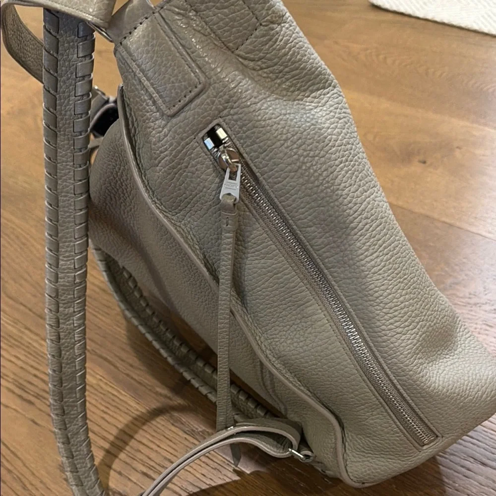 All Saints Taupe Pebbled Leather Shoulder Bag
